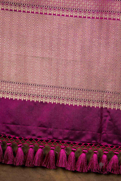 Purple Floral Jaal Leaf Meenakari Weaved Banarasi Mashru Silk Dupatta