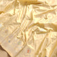 Pastel Yellow Pure Katan Silk Double Tana Kadwa Handweaved Silver Zari Meenakari Banarasi Saree