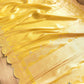 Golden Yellow Soft Pure Tissue Katan Silk Handloom Scalloped Border Plain Banarasi Saree