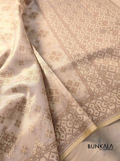 Beige Banarasi Soft Tissue Silk Saree
