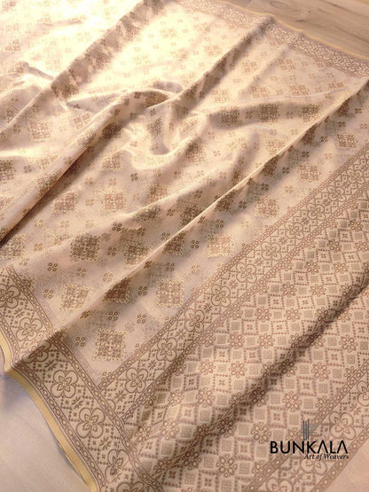 Beige Banarasi Soft Tissue Silk Saree
