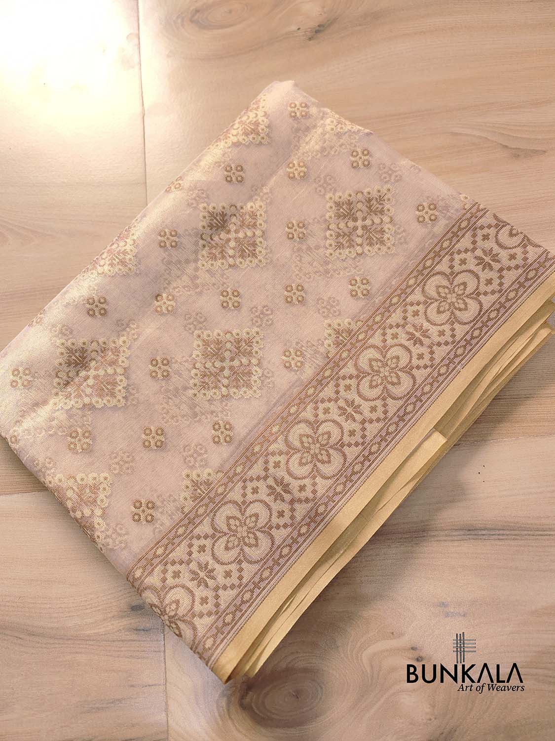 Beige Banarasi Soft Tissue Silk Saree