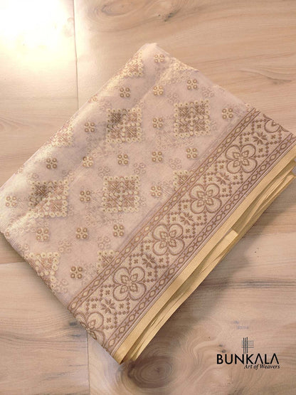 Beige Banarasi Soft Tissue Silk Saree