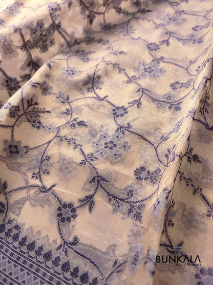 Blue with Beige Banarasi Soft Tissue Silk Saree