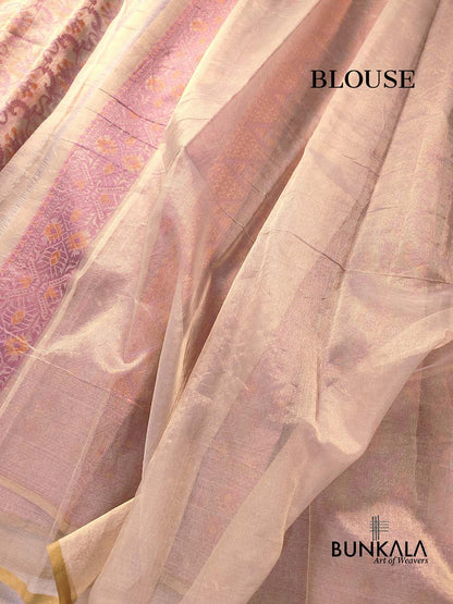 Pink with Beige Banarasi Soft Tissue Silk Saree
