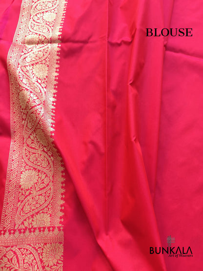 Raspberry Pink Paisley Sona Rupa Buta Weaved Banarasi Silk Saree