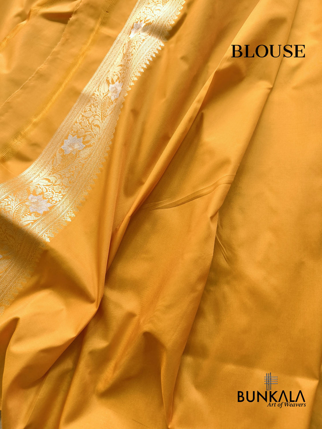 Deep Yellow Meenakari Stripe Weaved Banarasi Silk Saree