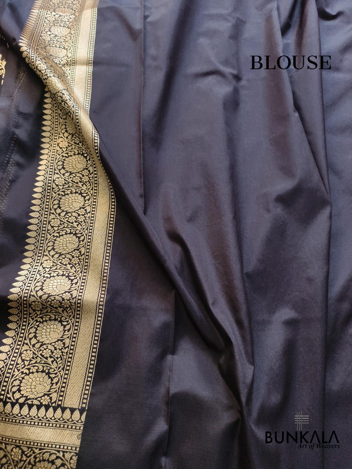 Black Leaf Pattern Sona Rupa Weaved Banarasi Silk Saree