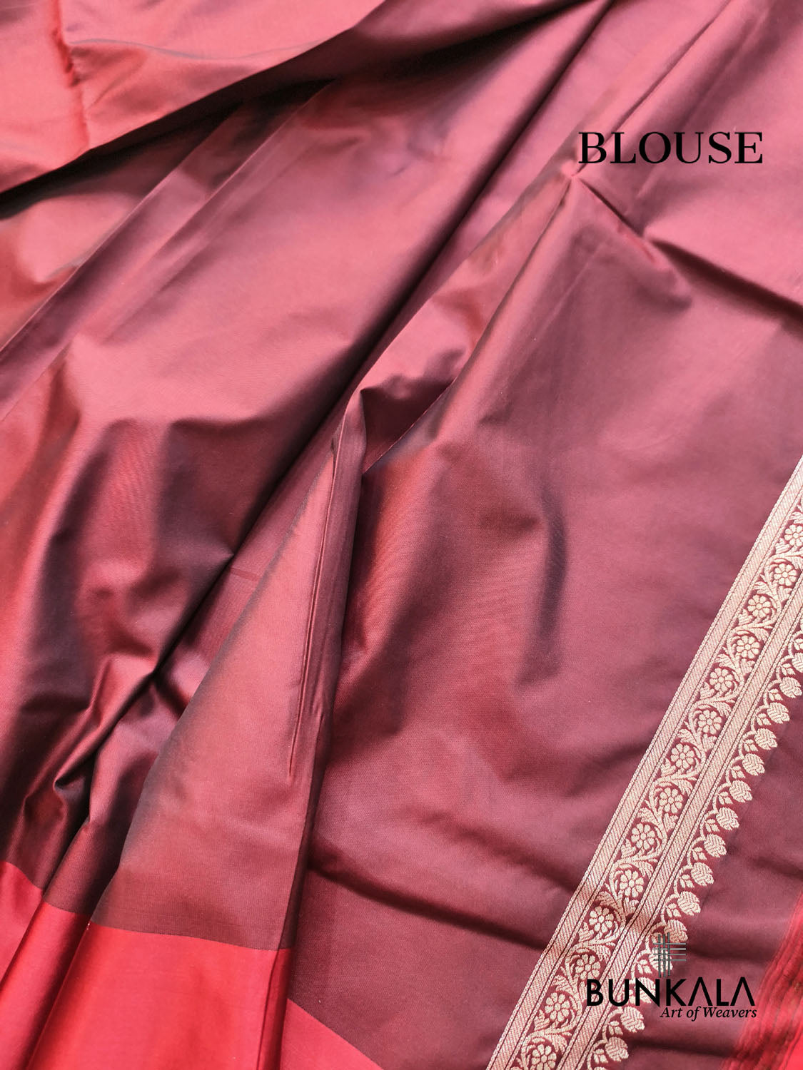 Bottle Green Contrast Red Meena Border Weaved Banarasi Silk Saree