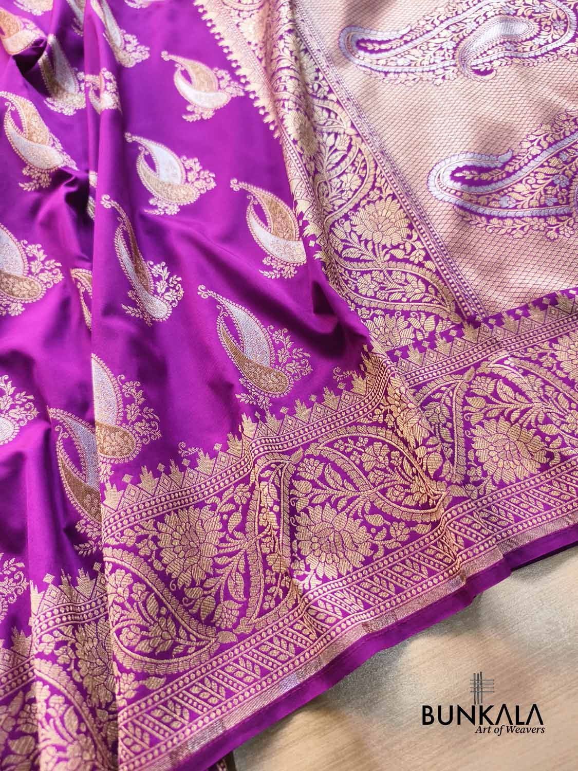 Purple Paisley Sona Rupa Buta Weaved Banarasi Silk Saree