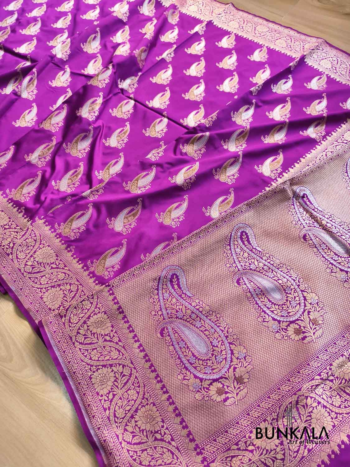 Purple Paisley Sona Rupa Buta Weaved Banarasi Silk Saree