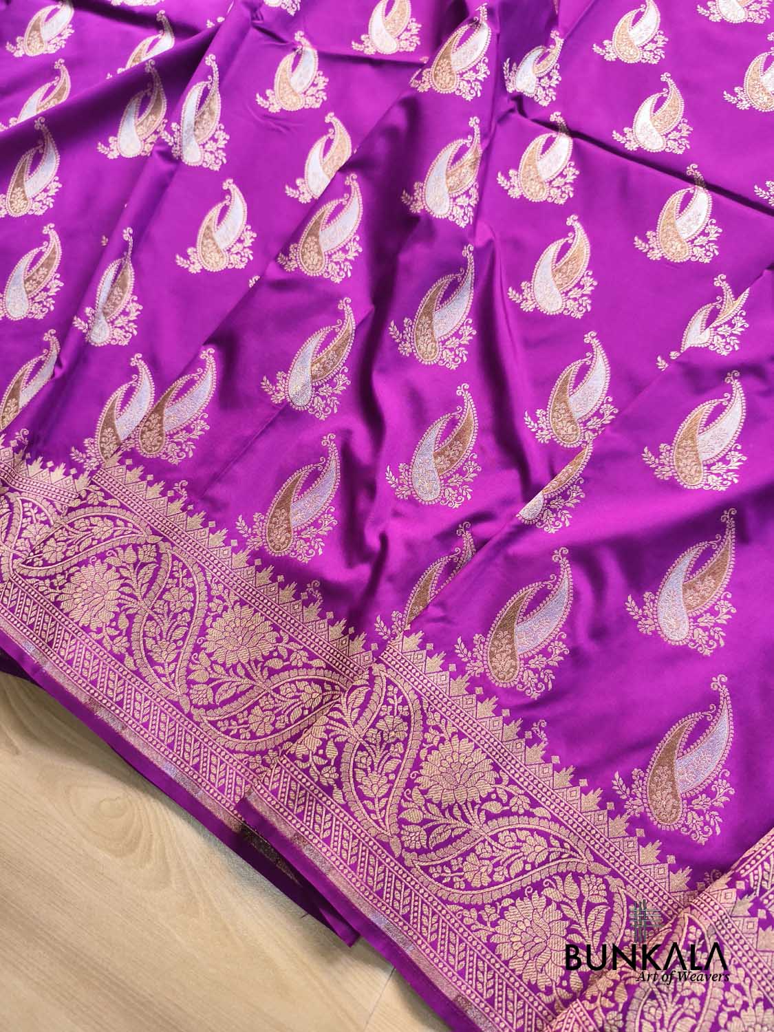 Purple Paisley Sona Rupa Buta Weaved Banarasi Silk Saree