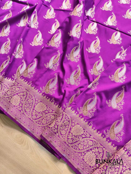 Purple Paisley Sona Rupa Buta Weaved Banarasi Silk Saree