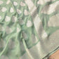 Pastel Green Georgette Silver Zari Weaved Allover Buta Banarasi Saree with Brocade Blouse
