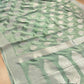 Pastel Green Georgette Silver Zari Weaved Allover Buta Banarasi Saree with Brocade Blouse