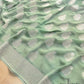 Pastel Green Georgette Silver Zari Weaved Allover Buta Banarasi Saree with Brocade Blouse