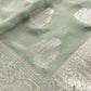 Pastel Green Georgette Silver Zari Weaved Allover Buta Banarasi Saree with Brocade Blouse