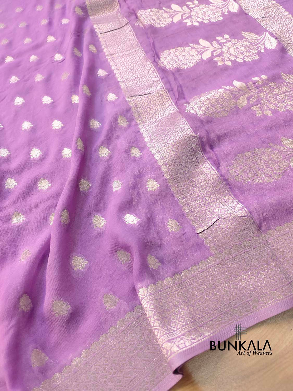BKS 004 - Katan Georgette Banarasi saree with Gold Zari work. Comes with Unstitched Blouse. main image 0