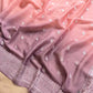 Peach and Onion Pink Shaded Pure Khaddi Chiffon Allover Silver Zari Buti Banarasi Saree