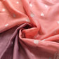 Peach and Onion Pink Shaded Pure Khaddi Chiffon Allover Silver Zari Buti Banarasi Saree