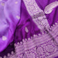 Lavender and Purple Shaded Pure Khaddi Chiffon Allover Silver Zari Buti Banarasi Saree