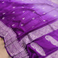 Lavender and Purple Shaded Pure Khaddi Chiffon Allover Silver Zari Buti Banarasi Saree