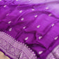 Lavender and Purple Shaded Pure Khaddi Chiffon Allover Silver Zari Buti Banarasi Saree