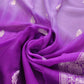 Lavender and Purple Shaded Pure Khaddi Chiffon Allover Silver Zari Buti Banarasi Saree