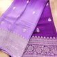 Lavender and Purple Shaded Pure Khaddi Chiffon Allover Silver Zari Buti Banarasi Saree