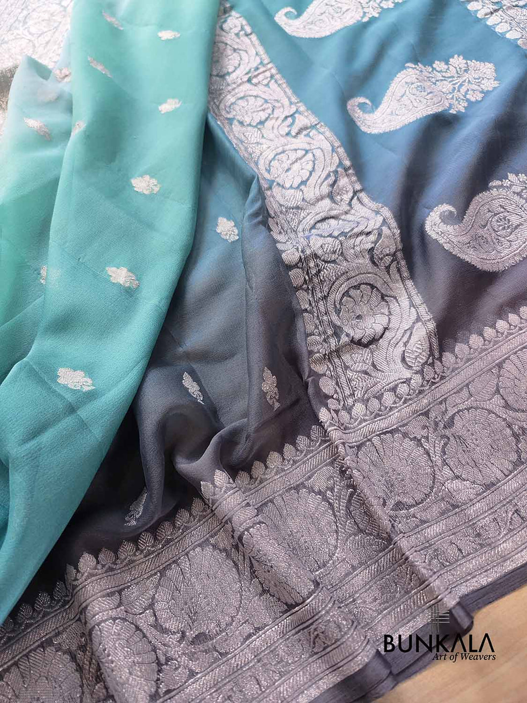 Maroon Authentic Banarasi Chiffon Saree - Silver Zari