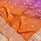 Magenta Pink and Orange Shaded Pure Khaddi Chiffon Allover Silver Zari Buti Banarasi Saree