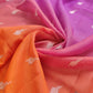 Magenta Pink and Orange Shaded Pure Khaddi Chiffon Allover Silver Zari Buti Banarasi Saree