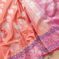 Pink Double Shaded Silver Zari Banarasi Pure Katan Silk Handloom Saree
