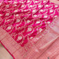 Reddish Pink Kadwa Jaal Banarasi Pure Katan Silk Handloom Saree