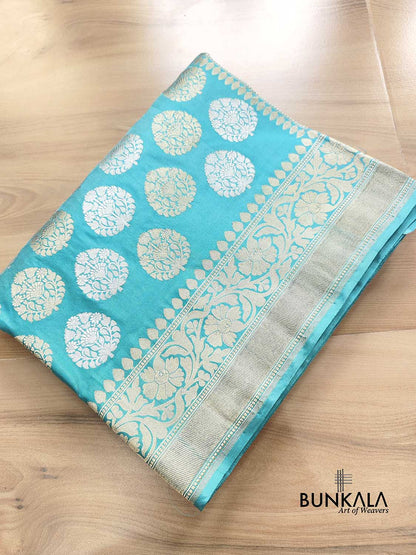 Blue Kadwa Buta Banarasi Pure Katan Silk Handloom Saree