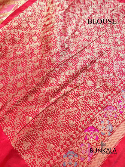 Multicolor Rangkat Kadwa Banarasi Pure Katan Silk Handloom Saree