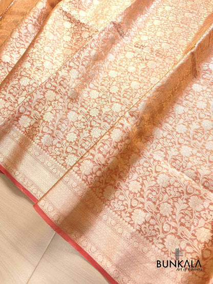 Pink Shot Allover Floral Tanchui Handloom Banarasi Tissue Silk Saree