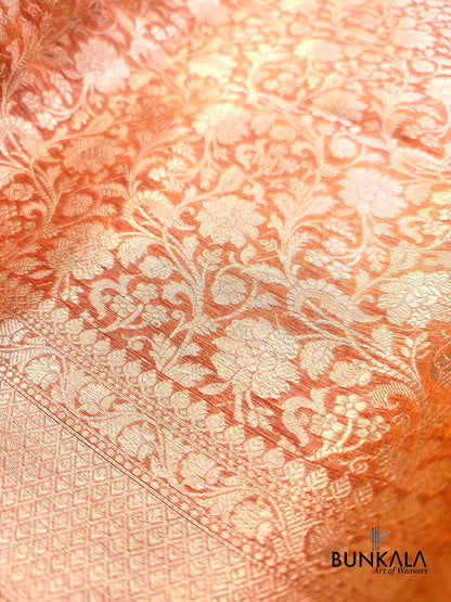 Pink Shot Allover Floral Tanchui Handloom Banarasi Tissue Silk Saree