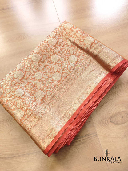 Pink Shot Allover Floral Tanchui Handloom Banarasi Tissue Silk Saree