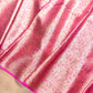 Hot Pink Leaf Pattern Tanchui Handloom Banarasi Tissue Silk Saree