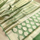 Green Stripe Tanchui Handloom Banarasi Tissue Silk Saree