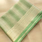 Green Stripe Tanchui Handloom Banarasi Tissue Silk Saree