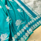Dark Cyan Green Leaf Buta Weaved Banarasi Mashru Silk Saree