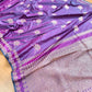Purple Leaf Buta Weaved Banarasi Mashru Silk Saree