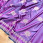 Purple Leaf Buta Weaved Banarasi Mashru Silk Saree
