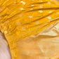 Dark Yellow Leaf Buta Weaved Banarasi Mashru Silk Saree
