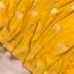 Dark Yellow Leaf Buta Weaved Banarasi Mashru Silk Saree