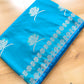 Ocean Blue Leaf Buta Weaved Banarasi Mashru Silk Saree
