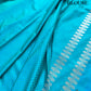 Ocean Blue Leaf Buta Weaved Banarasi Mashru Silk Saree