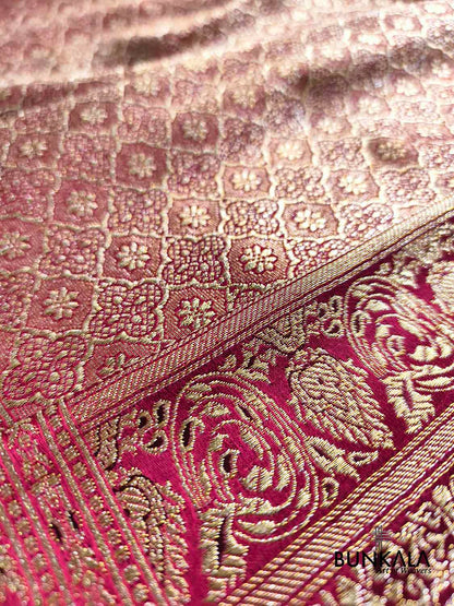 Maroon Brocade Weaved Banarasi Mashru Silk Saree